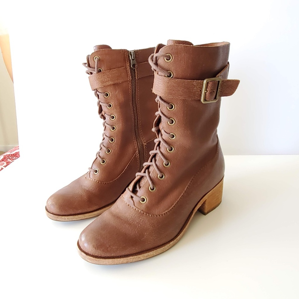 - Kork-Ease Mona Lace up Leather Combat boots Size 6M